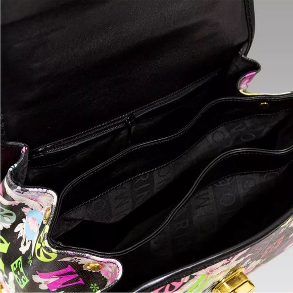 Marino Orlandi Designer Italian Monogram Murakami Leather Top Handle Purse Bag - Picture 7 of 8